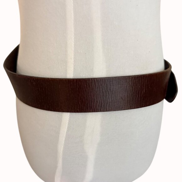 Simply Vera Wang Leather Belt Size M Brown Double Prong VTG Military Style Rare - Picture 4 of 16